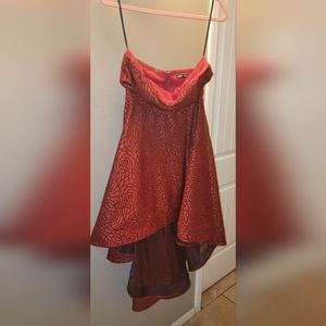 Glitter High Low Hem Tube Red Dress